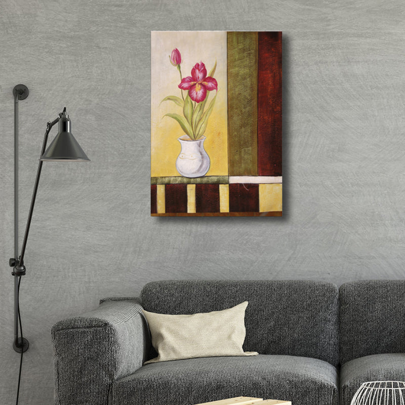 Vivolux | Helle Farben Blumentapete Texturiert Jugendstil Mädchen Schlafzimmer Leinwandkunst