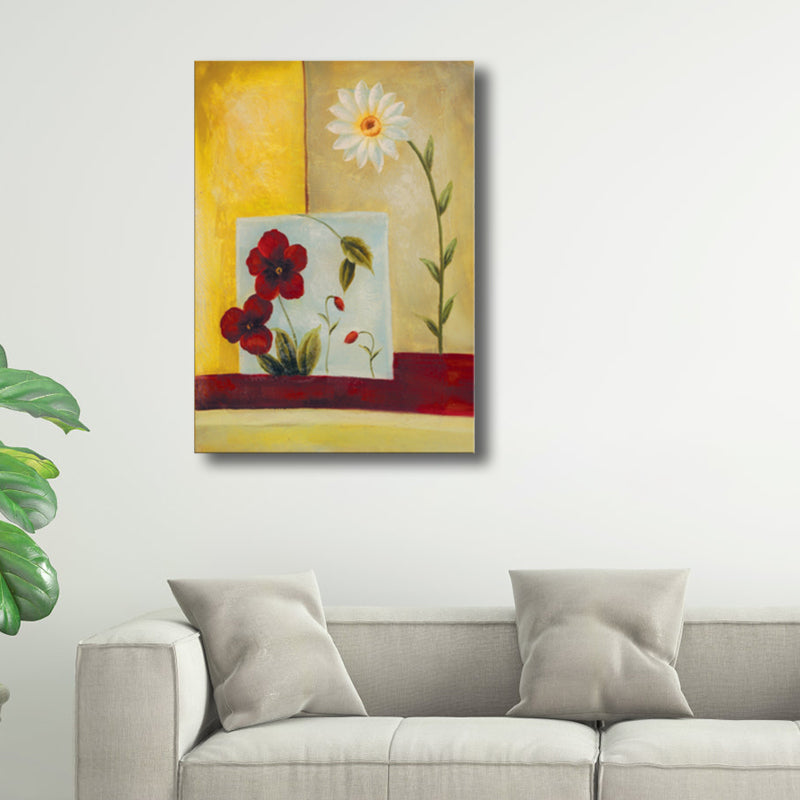 Vivolux | Helle Farben Blumentapete Texturiert Jugendstil Mädchen Schlafzimmer Leinwandkunst