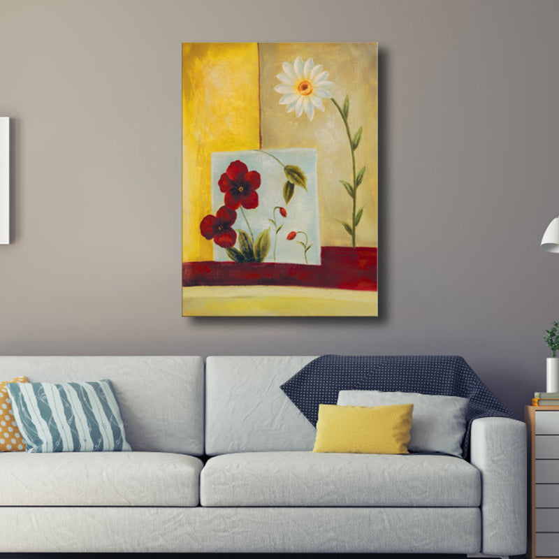 Vivolux | Helle Farben Blumentapete Texturiert Jugendstil Mädchen Schlafzimmer Leinwandkunst