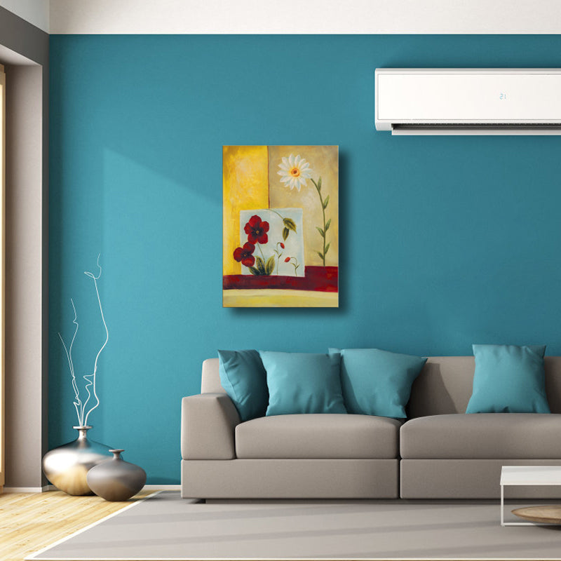 Vivolux | Helle Farben Blumentapete Texturiert Jugendstil Mädchen Schlafzimmer Leinwandkunst