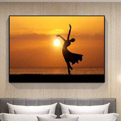 Vivolux | Stunning Dance at Sunset Canvas House Interior Scenery Wall Art Print in Orange-Black