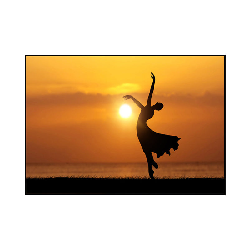 Vivolux | Stunning Dance at Sunset Canvas House Interior Scenery Wall Art Print in Orange-Black