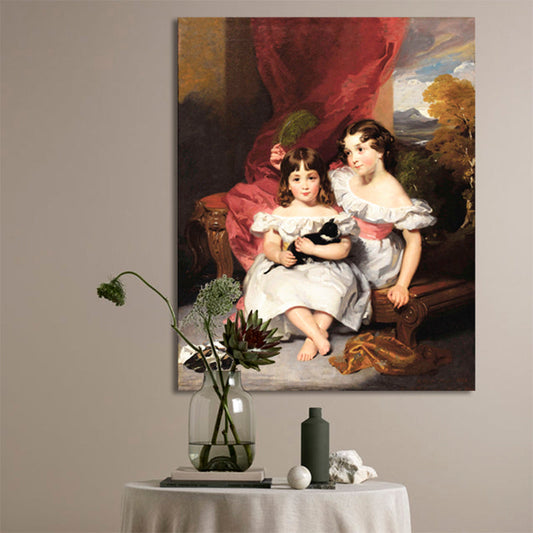 Vivolux | Texturierte Wanddekoration für kleine Mädchen Leinwand Renaissance-Stil Gemälde für das Wohnzimmer