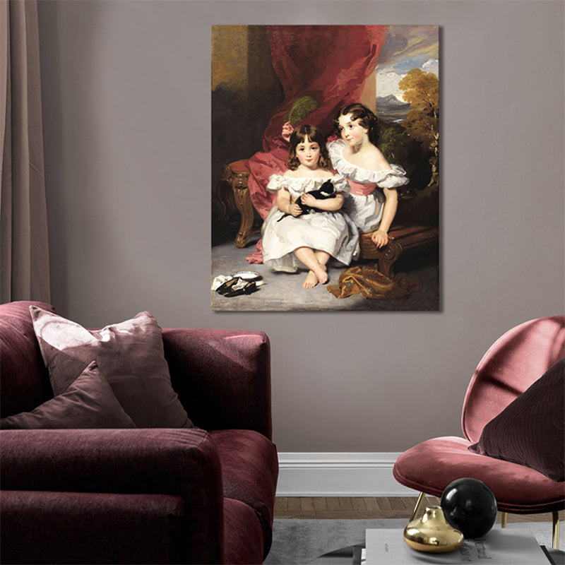 Vivolux | Texturierte Wanddekoration für kleine Mädchen Leinwand Renaissance-Stil Gemälde für das Wohnzimmer