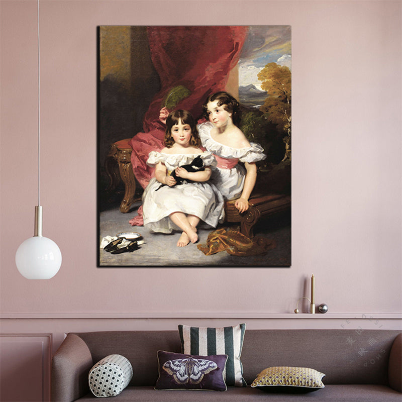 Vivolux | Texturierte Wanddekoration für kleine Mädchen Leinwand Renaissance-Stil Gemälde für das Wohnzimmer
