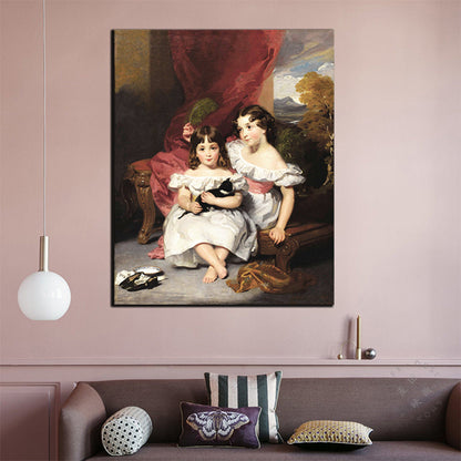 Vivolux | Texturierte Wanddekoration für kleine Mädchen Leinwand Renaissance-Stil Gemälde für das Wohnzimmer