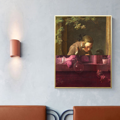 Vivolux | Texturiertes lila Kunstdruck Retro Spoof Malerei Chardin Seifenblasen Wanddekoration für das Schlafzimmer