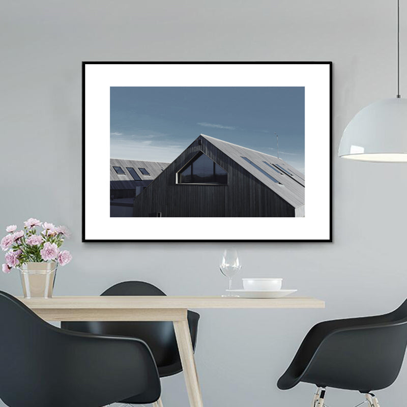 Vivolux | Graue Fotografien Haus Leinwand Kunst Texturierte Wanddekoration für das Esszimmer, Mehrere Größenoptionen