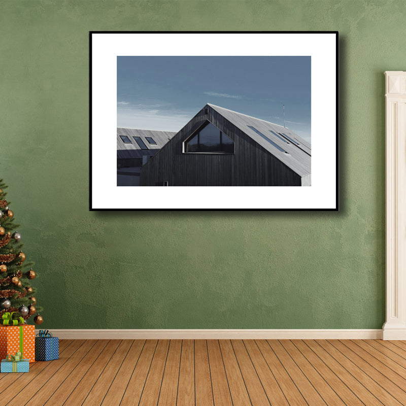 Vivolux | Graue Fotografien Haus Leinwand Kunst Texturierte Wanddekoration für das Esszimmer, Mehrere Größenoptionen