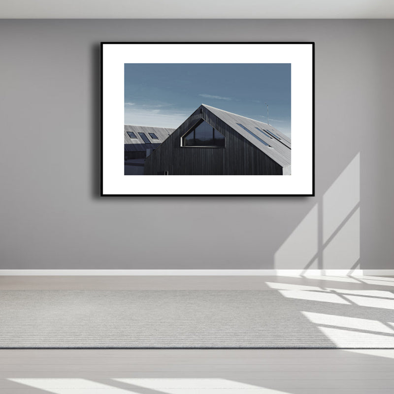 Vivolux | Graue Fotografien Haus Leinwand Kunst Texturierte Wanddekoration für das Esszimmer, Mehrere Größenoptionen