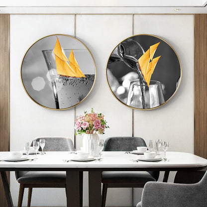 Vivolux | Graue Weinglasmalerei Texturiert Zeitgenössischer Stil Esszimmer Leinwand Wandkunst