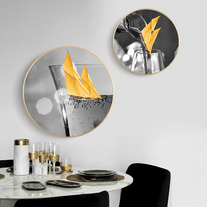 Vivolux | Graue Weinglasmalerei Texturiert Zeitgenössischer Stil Esszimmer Leinwand Wandkunst