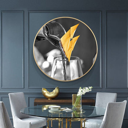 Vivolux | Graue Weinglasmalerei Texturiert Zeitgenössischer Stil Esszimmer Leinwand Wandkunst