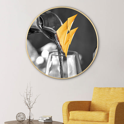 Vivolux | Graue Weinglasmalerei Texturiert Zeitgenössischer Stil Esszimmer Leinwand Wandkunst