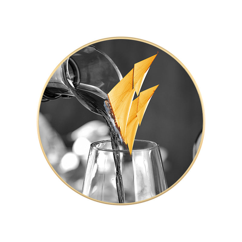 Vivolux | Graue Weinglasmalerei Texturiert Zeitgenössischer Stil Esszimmer Leinwand Wandkunst