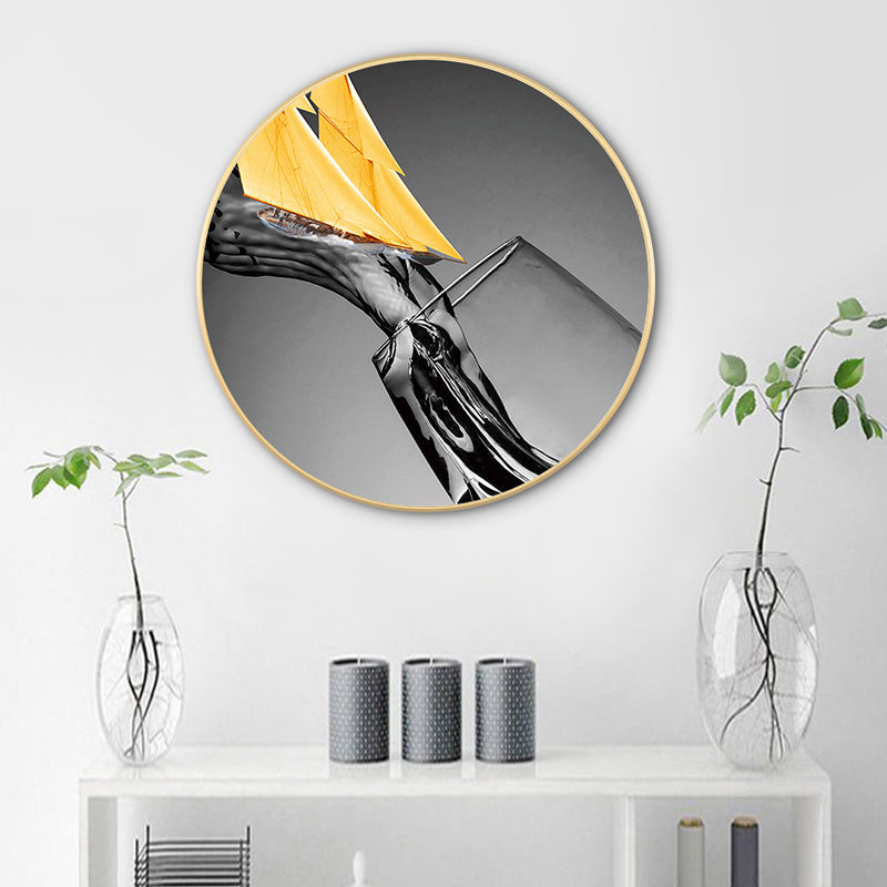 Vivolux | Graue Weinglasmalerei Texturiert Zeitgenössischer Stil Esszimmer Leinwand Wandkunst