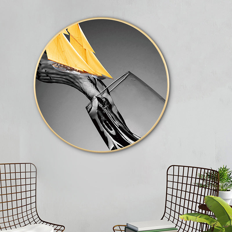 Vivolux | Graue Weinglasmalerei Texturiert Zeitgenössischer Stil Esszimmer Leinwand Wandkunst