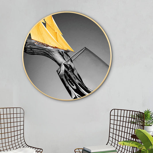 Vivolux | Graue Weinglasmalerei Texturiert Zeitgenössischer Stil Esszimmer Leinwand Wandkunst