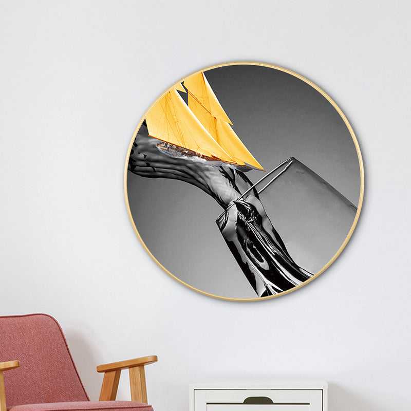 Vivolux | Graue Weinglasmalerei Texturiert Zeitgenössischer Stil Esszimmer Leinwand Wandkunst