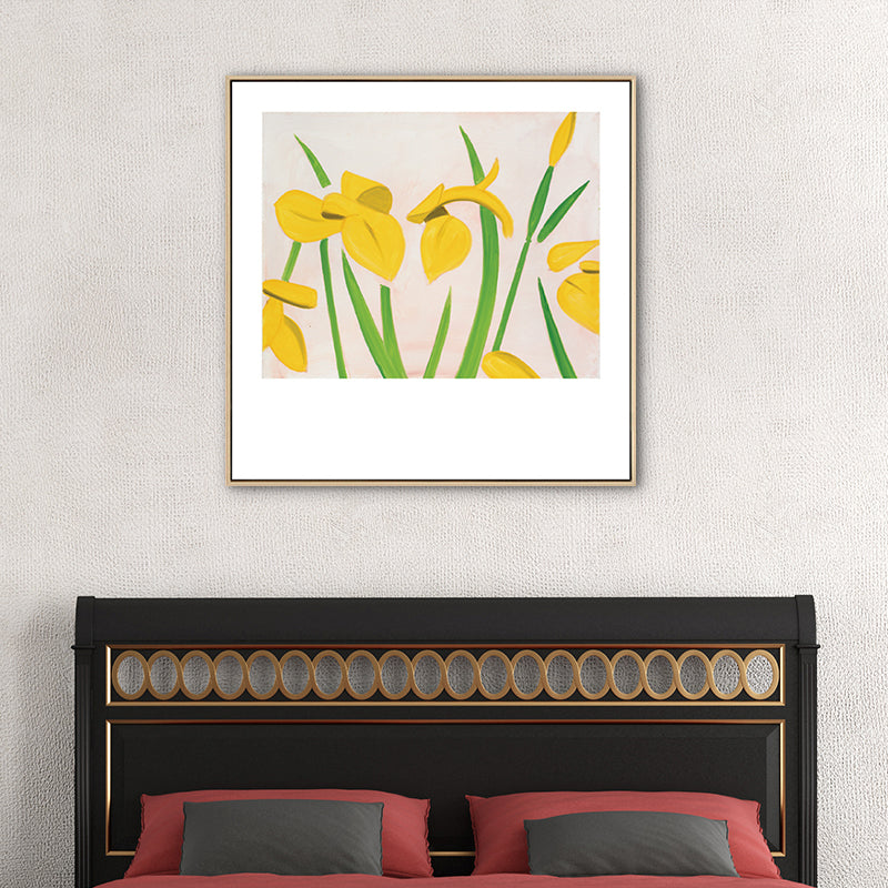 Vivolux | Nordic Zeichnung Tulpen Blumen Kunstdruck Leinwand Texturiert Pastell Wanddeko für Raum