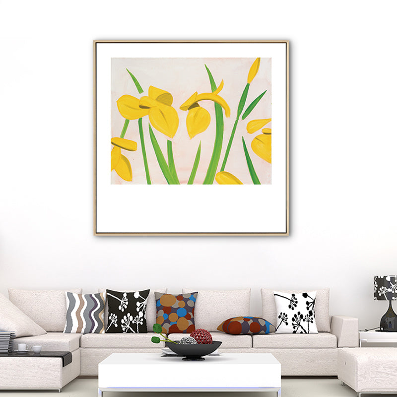 Vivolux | Nordic Zeichnung Tulpen Blumen Kunstdruck Leinwand Texturiert Pastell Wanddeko für Raum