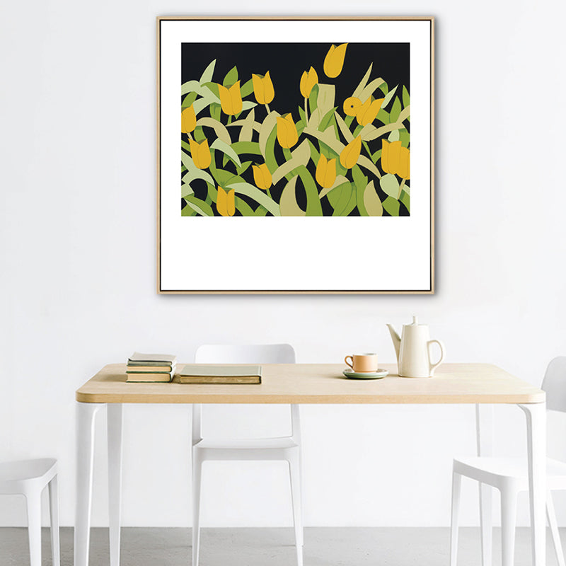 Vivolux | Nordic Zeichnung Tulpen Blumen Kunstdruck Leinwand Texturiert Pastell Wanddeko für Raum