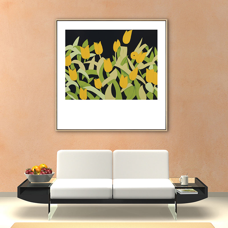 Vivolux | Nordic Zeichnung Tulpen Blumen Kunstdruck Leinwand Texturiert Pastell Wanddeko für Raum