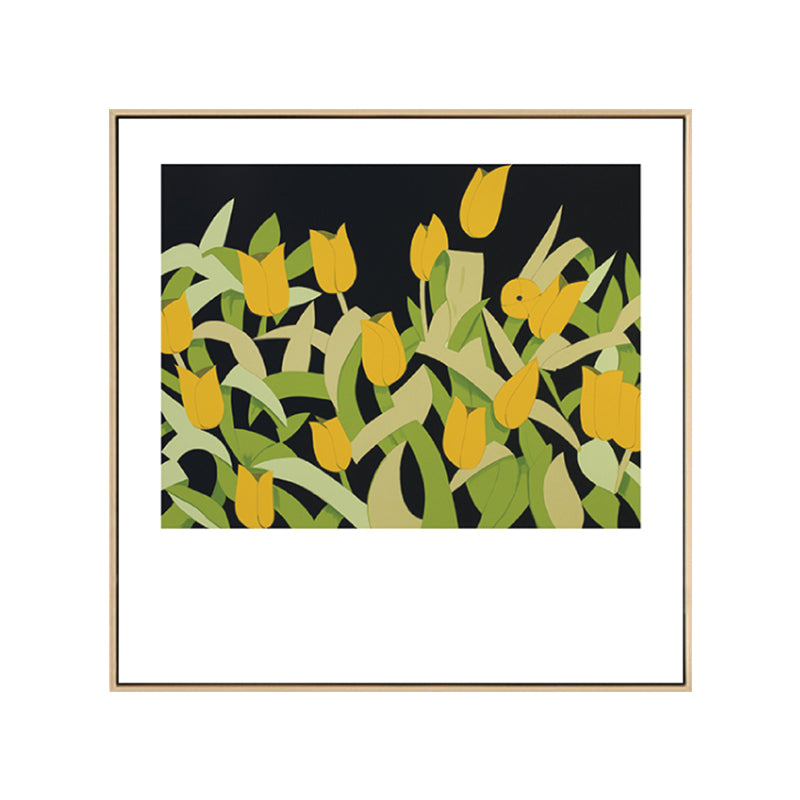 Vivolux | Nordic Zeichnung Tulpen Blumen Kunstdruck Leinwand Texturiert Pastell Wanddeko für Raum