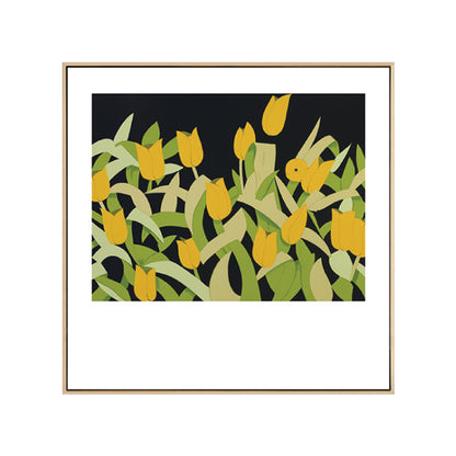 Vivolux | Nordic Zeichnung Tulpen Blumen Kunstdruck Leinwand Texturiert Pastell Wanddeko für Raum