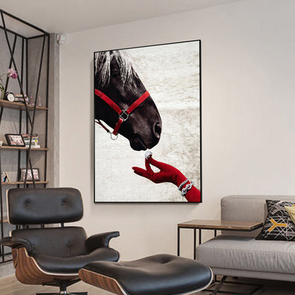 Vivolux | Contemporary Paardenhoofd Zicht Schilderij Canvas Textured Bruin Wanddecoratie voor Gastenverblijf