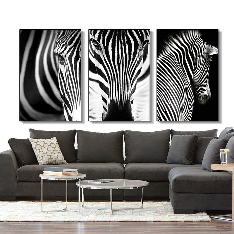 Vivolux | Fotografie Zebra Leinwand Wandkunst Sanfte Farben Vintage-Stil Gemälde für das Wohnzimmer