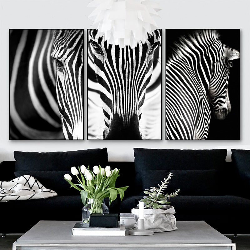 Vivolux | Fotografie Zebra Leinwand Wandkunst Sanfte Farben Vintage-Stil Gemälde für das Wohnzimmer