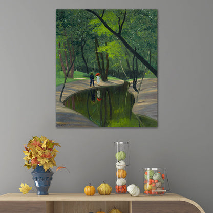 Vivolux | Grüne Botanics Leinwandkunst Waldbach Nordic Texturierte Wanddekoration für das Wohnzimmer