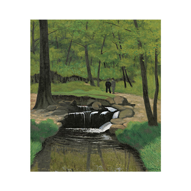 Vivolux | Grüne Botanics Leinwandkunst Waldbach Nordic Texturierte Wanddekoration für das Wohnzimmer