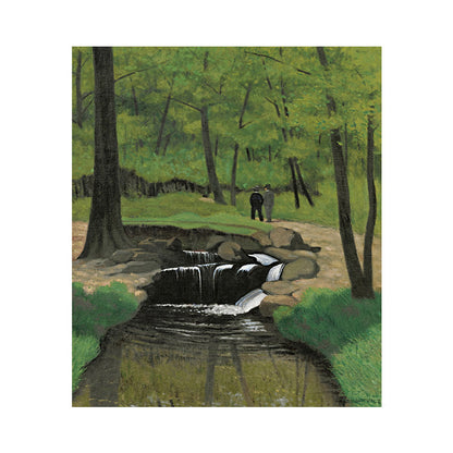 Vivolux | Grüne Botanics Leinwandkunst Waldbach Nordic Texturierte Wanddekoration für das Wohnzimmer