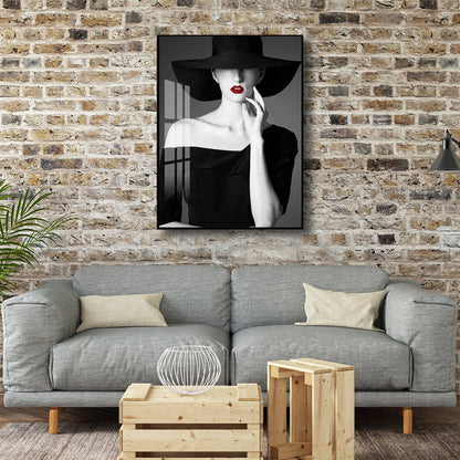Vivolux | Glam Photo Model Leinwand Kunst Dunkle Farbe Mode Wanddekoration für das Mädchenzimmer, Texturiert