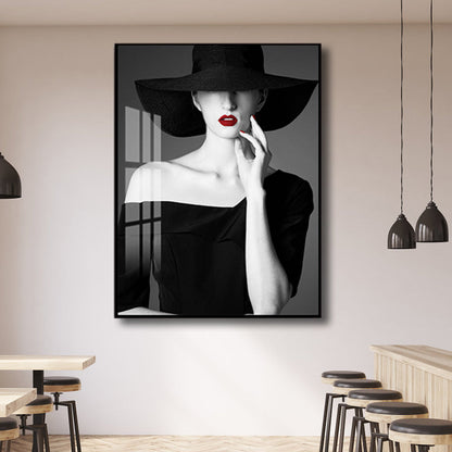 Vivolux | Glam Photo Model Leinwand Kunst Dunkle Farbe Mode Wanddekoration für das Mädchenzimmer, Texturiert