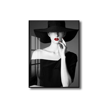 Vivolux | Glam Photo Model Leinwand Kunst Dunkle Farbe Mode Wanddekoration für das Mädchenzimmer, Texturiert