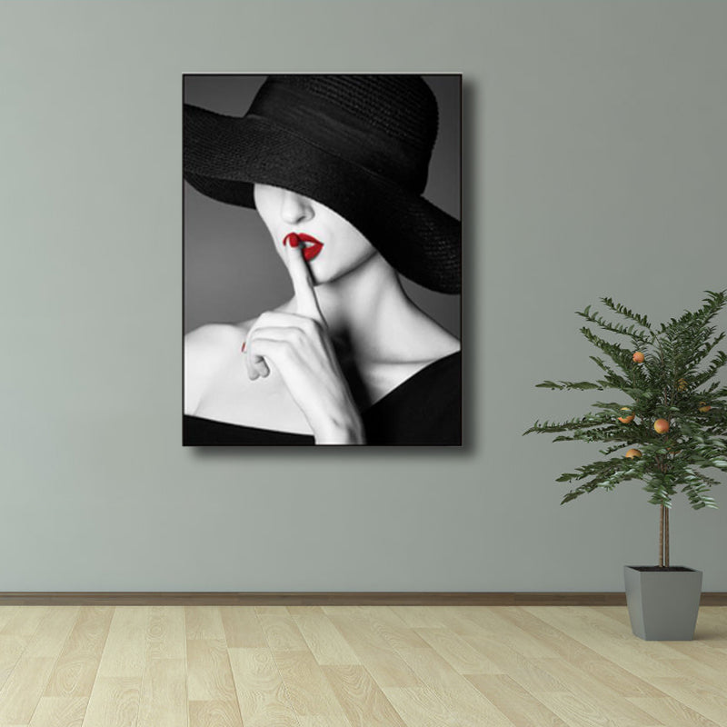 Vivolux | Glam Photo Model Leinwand Kunst Dunkle Farbe Mode Wanddekoration für das Mädchenzimmer, Texturiert