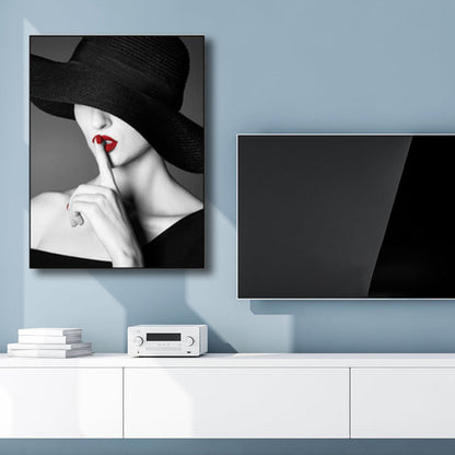 Vivolux | Glam Photo Model Leinwand Kunst Dunkle Farbe Mode Wanddekoration für das Mädchenzimmer, Texturiert