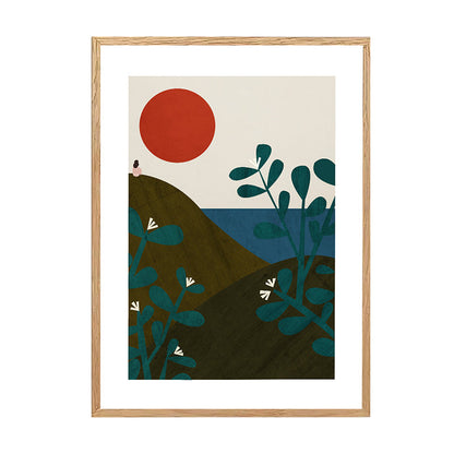 Vivolux | Sonnenaufgang Bergszene Wandkunst Set Braun Skandinavischer Stil Leinwand für Wohnzimmer