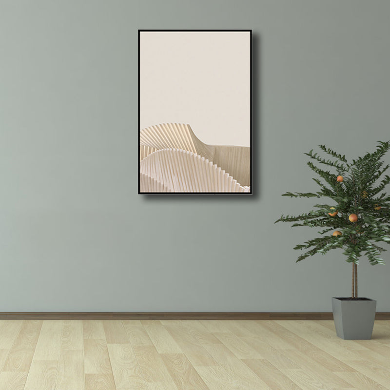 Vivolux | Helles Beige Origami Wandkunst Abstrakt Minimalistisch Strukturierter Leinwanddruck für das Wohnzimmer