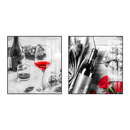 Vivolux | Foto Getränke Wandkunst Set Helle Farbe Zeitgenössischer Leinwanddruck für das Esszimmer