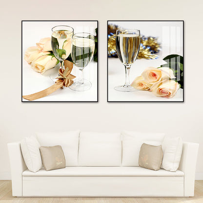 Vivolux | Foto Getränke Wandkunst Set Helle Farbe Zeitgenössischer Leinwanddruck für das Esszimmer