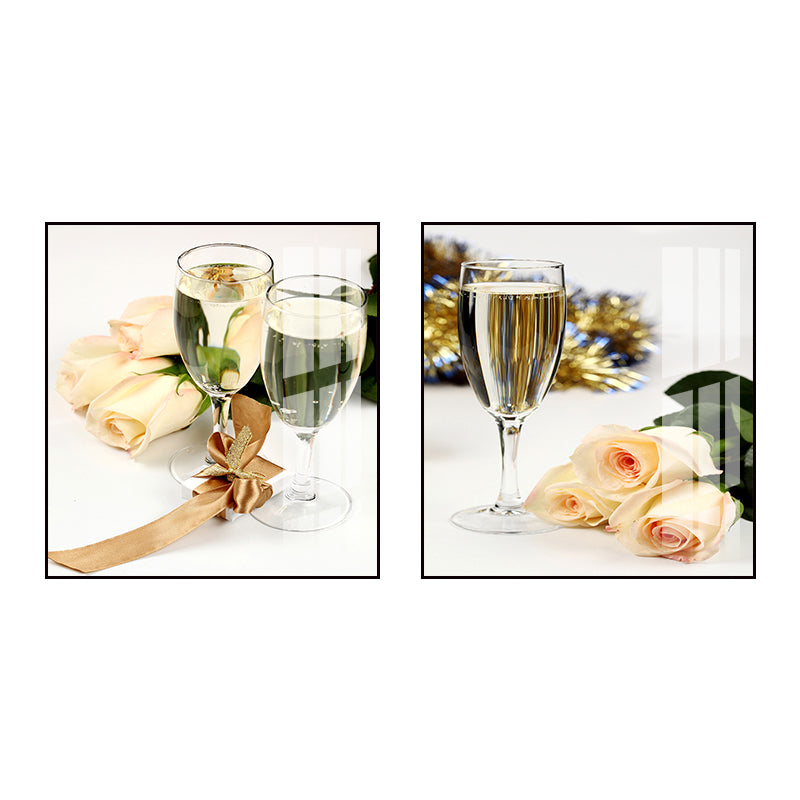 Vivolux | Foto Getränke Wandkunst Set Helle Farbe Zeitgenössischer Leinwanddruck für das Esszimmer