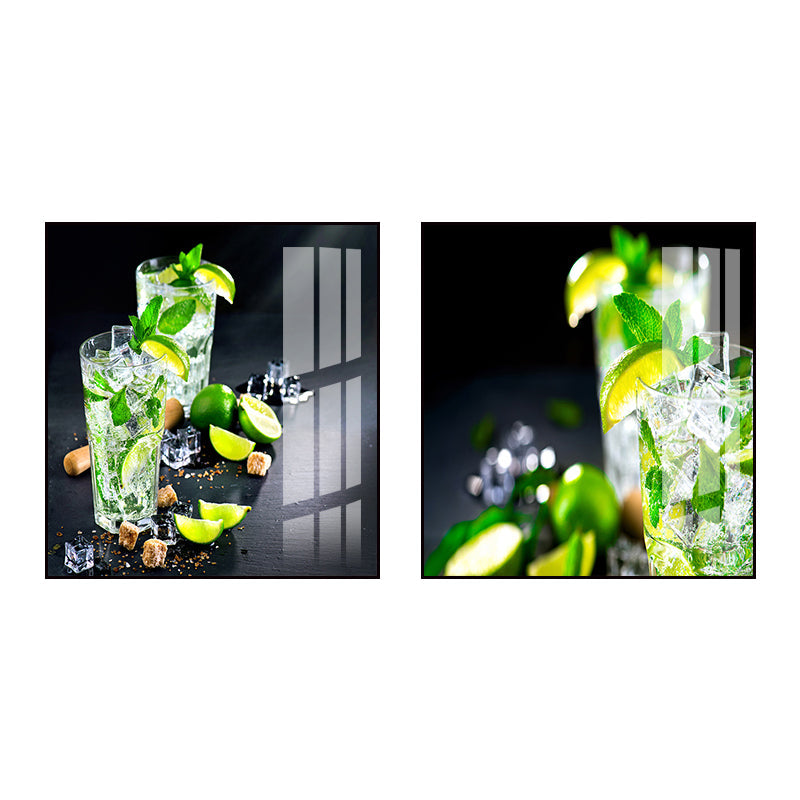 Vivolux | Foto Getränke Wandkunst Set Helle Farbe Zeitgenössischer Leinwanddruck für das Esszimmer