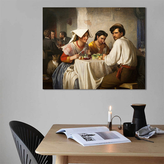 Vivolux | Weiße Esszimmerfigur Wanddekoration Texturierter Renaissance-Stil Mädchen Schlafzimmer Leinwandkunst