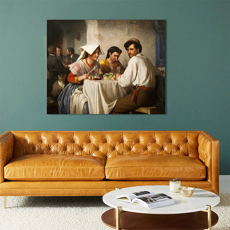Vivolux | Weiße Esszimmerfigur Wanddekoration Texturierter Renaissance-Stil Mädchen Schlafzimmer Leinwandkunst