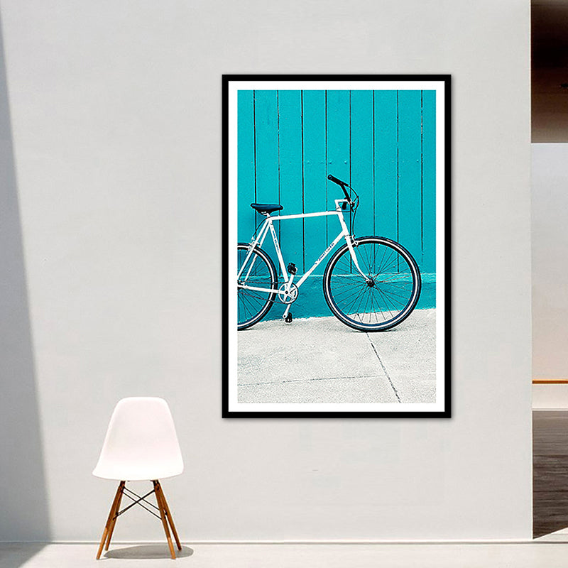 Vivolux | Zeitgenössische Fahrrad Wandkunst Dekor Jungen Schlafzimmer Eingewickelte Leinwand in Blau, Mehrere Größen