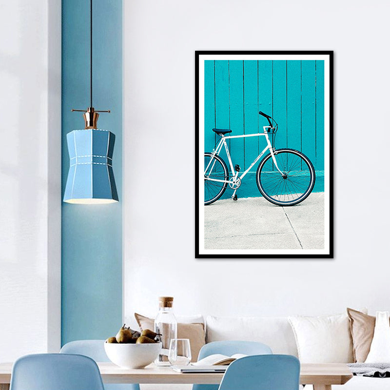 Vivolux | Zeitgenössische Fahrrad Wandkunst Dekor Jungen Schlafzimmer Eingewickelte Leinwand in Blau, Mehrere Größen